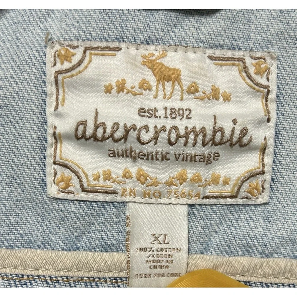Abercrombie Jean Jacket Authentic Vintage Denim Embroidered Flowers Youth‎ XL